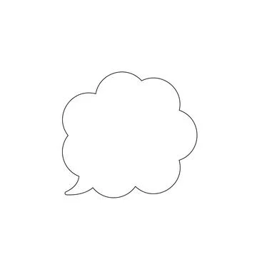 Speech bubble with black outline isolated on white background Illustrazione stock