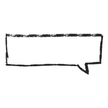 Speech bubble black outline, vector cartoon crayon or charcoal communication Illustrazione stock