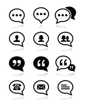 Speech bubble, blog, contact vector buttons set Stock Illustration
