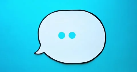 Speech bubble on a blue background. Comic cloud with a three points Stock Footage 255647412