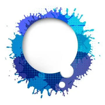 Speech bubble with blue blob Stock Illustration