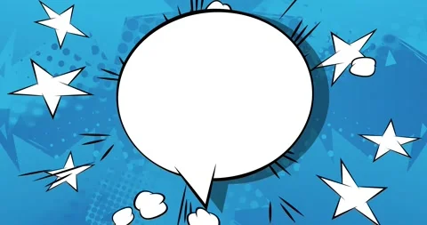 Speech Bubble on blue comic book background Stock Footage 169620174