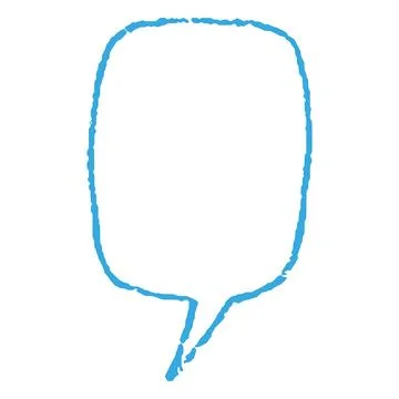 Speech bubble blue outline icon, vector cartoon crayon communication chat Illustrazione stock