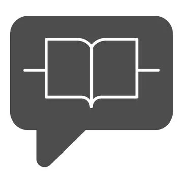 Speech bubble with book solid icon. Dialogue with book vector illustration 스톡 일러스트