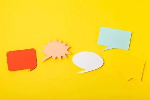 Speech bubble on a bright colored background. 스톡 사진
