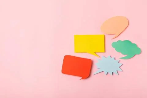 Speech bubble on a bright colored background. 스톡 사진