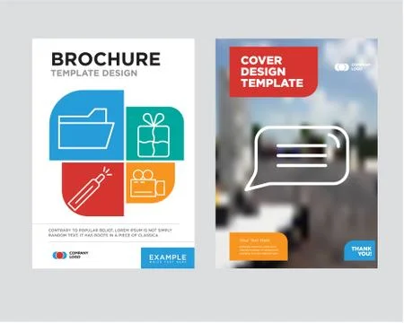 Speech bubble brochure flyer design template Stock Illustration