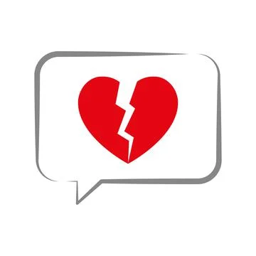 Speech bubble with broken heart. Vector illustration. Flat Illustrazione stock