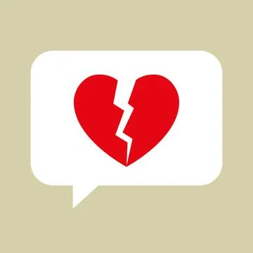 Speech bubble with broken heart. Vector illustration. Flat Illustrazione stock