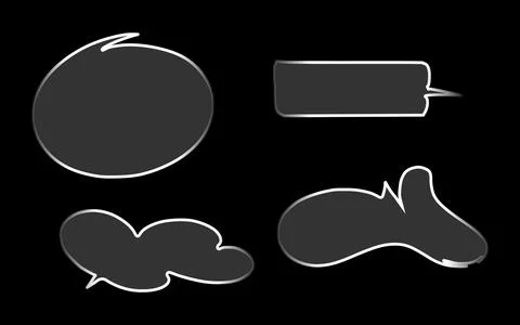 Speech bubble callouts and thought clouds with shiny silver border イラスト素材