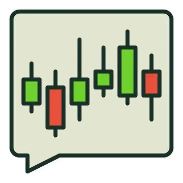 Speech Bubble with Candlestick Chart vector Traders Chat colored icon or sign Illustrazione stock