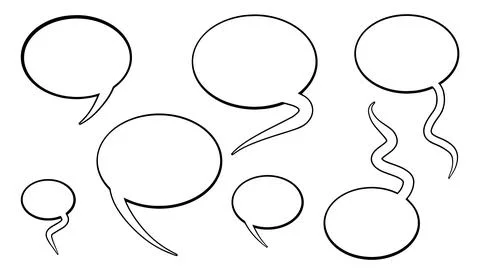 Speech bubble. Cartoon sketch chat. Hand drawn text clouds Stock Illustration