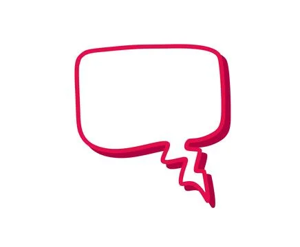 Speech bubble center, vibrant red vector, displaying empty and symbolizing Stock Illustration