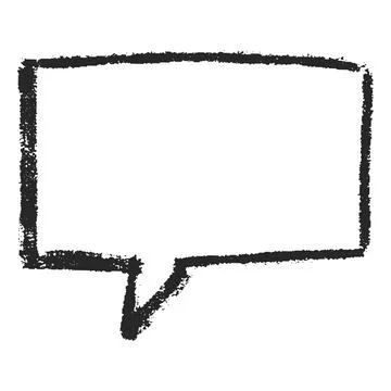 Speech bubble chalk black outline, vector cartoon crayon or charcoal Illustrazione stock