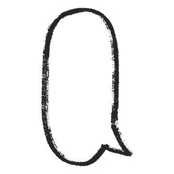 Speech bubble chalk outline blank, vector cartoon crayon communication round Stock Illustration