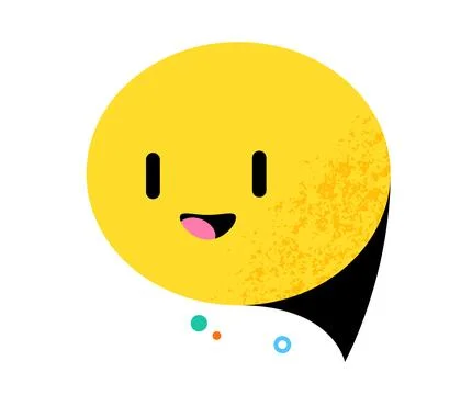 Speech bubble character smiling happily. Yellow cute cartoon vector illustr.. Stock Illustration