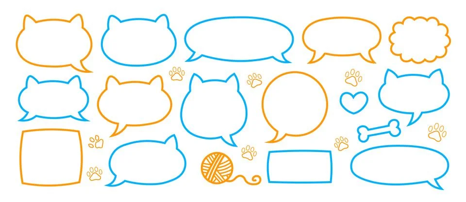 Speech bubble charming set, cat dog pet frame. イラスト素材