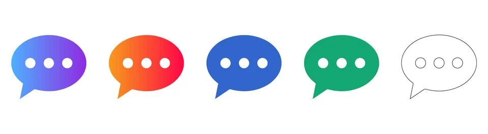 Speech Bubble Chat Communication Icon Set Stock Illustration