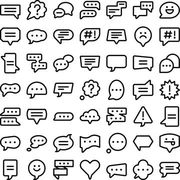 Speech Bubble Chat Conversation Talk Message Icon Set. Perfect for user interfac Stock Illustration