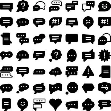 Speech Bubble Chat Conversation Talk Message Icon Set. Perfect for user interfac Stock Illustration