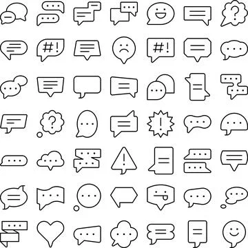 Speech Bubble Chat Conversation Talk Message Icon Set. Perfect for user interfac Stock Illustration
