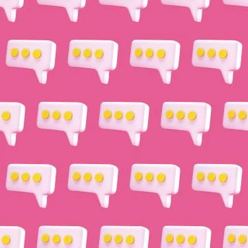 Speech bubble chat icon seamless pattern on pink background. Message creative Stock Illustration