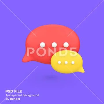 Speech Bubble Chat isolated 3d render icon illustration PSD Template