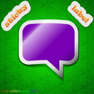 Speech bubble, Chat think  icon sign. Symbol chic colored sticky label on gre Stock Illustration