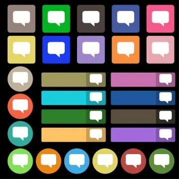 Speech bubble, Chat think  icon sign. Set from twenty seven multicolored flat 스톡 일러스트