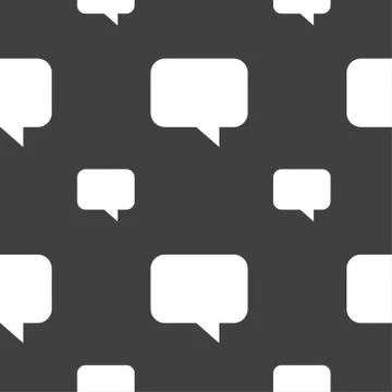 Speech bubble, Chat think icon sign. Seamless pattern on a gray background. V Stock Illustration