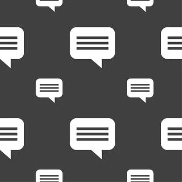 Speech bubble, Chat think icon sign. Seamless pattern on a gray background. V Stock Illustration