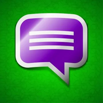 Speech bubble, Chat think icon sign. Symbol chic colored sticky label on green b Stock Illustration
