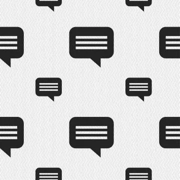 Speech bubble, Chat think icon sign. Seamless pattern with geometric texture. Stock Illustration