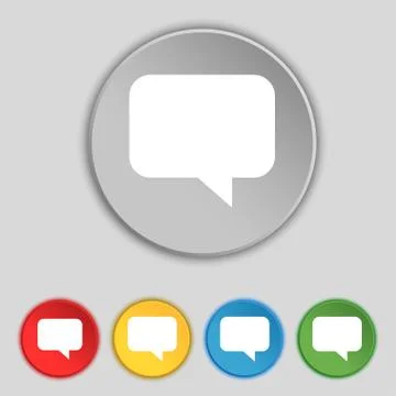 Speech bubble, Chat think icon sign. Symbol on five flat buttons. Stock Illustration