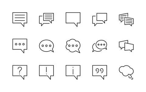 Speech Bubble Chat Vector Lines Icons. Editable Stroke Stock Illustration