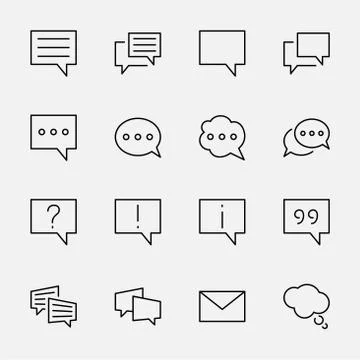 Speech Bubble Chat Vector Lines Icons. Editable Stroke Stock Illustration