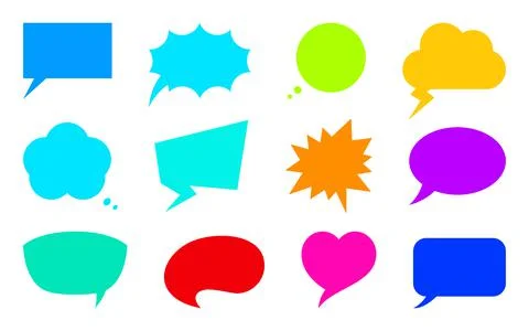 Speech bubble cheerful chat sign colorful flat set Stock Illustration