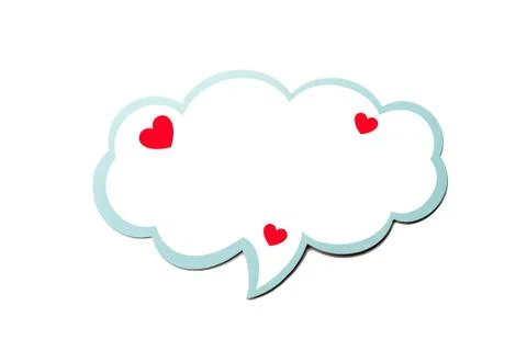 Speech bubble as a cloud with blue border isolated on white background. Copy  Stock Photos