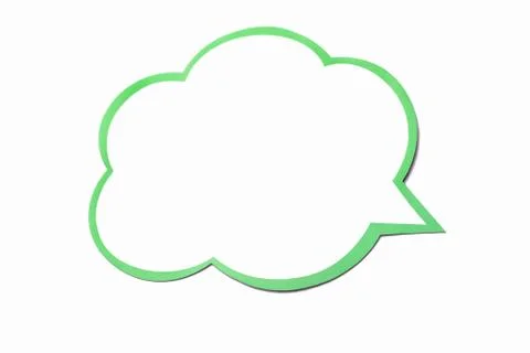 Speech bubble as a cloud with light green border isolated on white background Stock Illustration