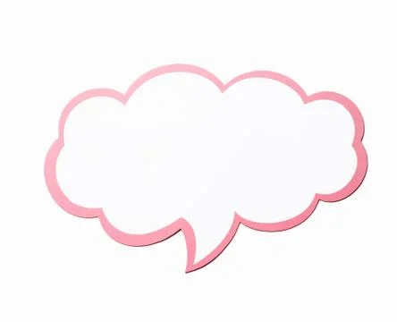 Speech bubble as a cloud with pink border isolated on white background. Copy  Stock Photos