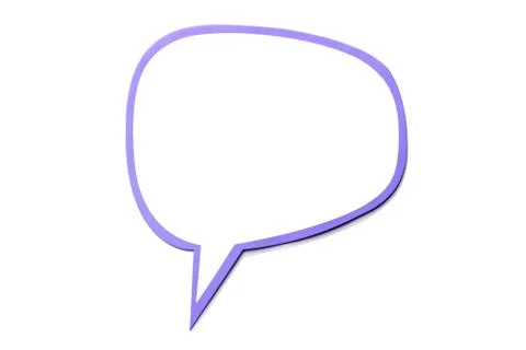 Speech bubble as a cloud with violet border isolated on white background. Cop Illustrazione stock