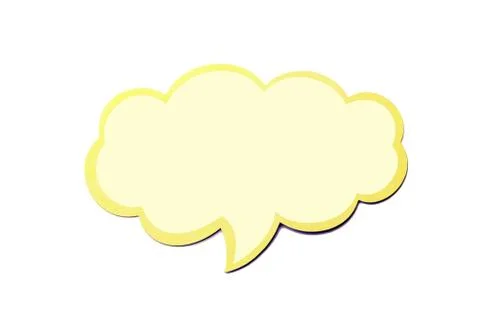Speech bubble as a cloud with yellow border isolated on white background. Cop Stock Photos