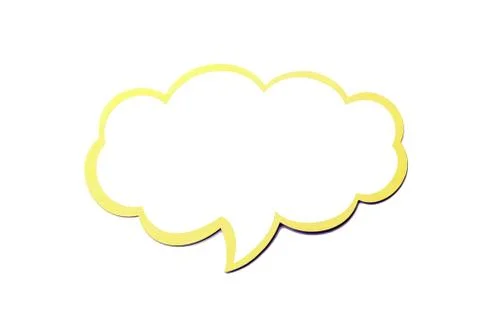 Speech bubble as a cloud with yellow border isolated on white background. Cop Stock Photos