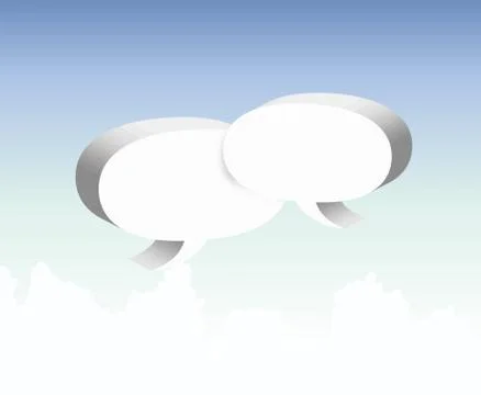 Speech bubble clouds on the sky. Vector Stock Illustration