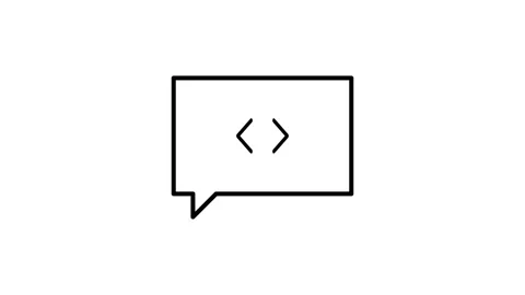 A speech bubble with a code symbol, illustrating dialogue related to coding.. Stock Footage 333102530