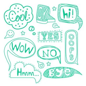 Speech Bubble Collection. Black and White Vector Set Stock Illustration