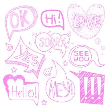 Speech Bubble Collection. Monochrome Vector Set Stock Illustration