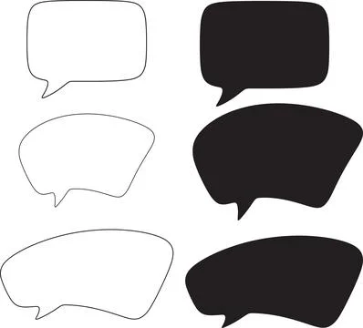 Speech bubble collection outline and filled shapes for messages communicati.. Stock Illustration