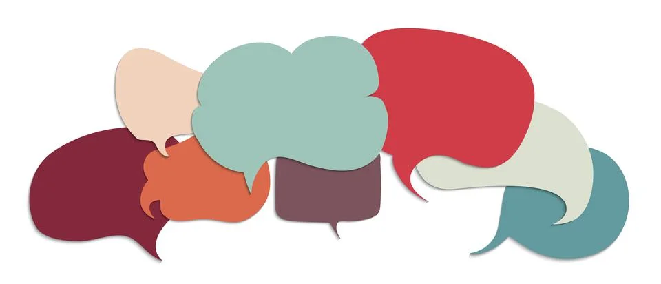 Speech bubble colored. Concept multi-ethnic and multiracial diverse people. Stock Illustration