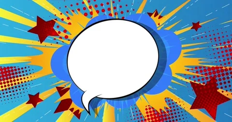 Speech Bubble on colorful comic book background Stock Footage 169622845